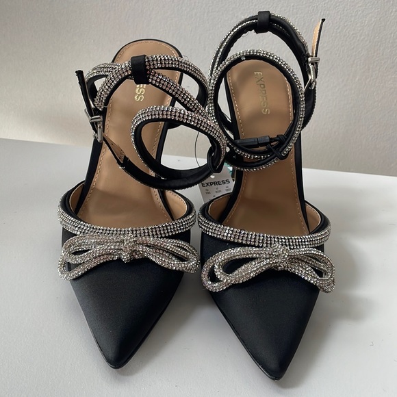 Express Shoes Express Heel Size 7 Black With Rhinestones Poshmark